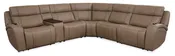 6 Pc Power Leather Sectional W/ Drop Down Table & Air Massage
