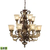12 Light Chandelier in Burnt Bronze - LED'S Offering Up To 9, 600 Lumens (720 Watt Equivalent) with