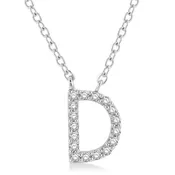 10K White Gold D Initial Diamond Necklace