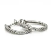 0.15 CTW Round Brilliant Diamond Mini Hoops Set in 18K White Gold