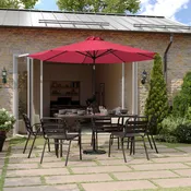 Montego 9ft Round Solar LED Umbrella with Crank Lift & Tilt