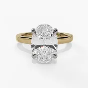 14KT YG 2.83CT OVAL VS2 F W/ .09CTTW HIDDEN HALO WG CROWN LAB DIAMOND