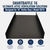 SmartBaffle 16 - insulation baffle for 14-½” wide rafter bays between rafters 16” On-Center.