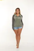 Super Soft Unisex Burn Out Wash Color blocked Raglan Hoodie Style #4508