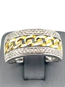 0.50Ctw RD Cuban Chain Style Ring10K Two-Tone Men’s Ring