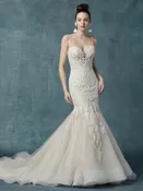 Alistaire -Lace Fit and Flare Wedding Dress with Sweetheart Neckline by Maggie Sottero