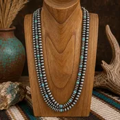 31" Silver Pearl-Style Bead Necklace with Turquoise Accents