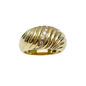 .08 CT. T.W. Diamond Ribbed Dome Ring | 14K Yellow Gold