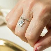 #1 Mom Adjustable Charm Ring, Silver