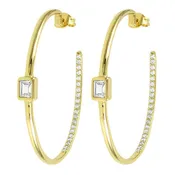 14K Gold over Sterling Silver 0.80 Carat CZ In-Out Round Hoop Earrings