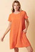 Airflow Round Neckline Short Sleeve Shift Dress