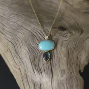 Cabochon Turquoise and Blue Topaz Necklace