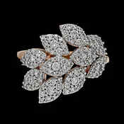 14K Rose and White Gold Estate Diamond Leaf Ring