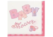 10" X 10" Stitching Pink Baby Shower Napkin (16 Pieces)