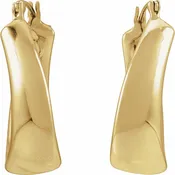 14K Yellow Gold Electroform Puffed 25 mm Hoop Earrings
