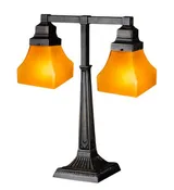 20"H Bungalow Frosted Amber 2 Arm Desk Lamp 111803-M