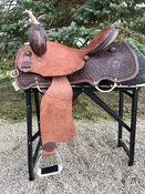 15 inch JB Heritage Saddle, copper burst conchos & dots, 4727