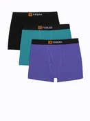 3 Pack Keyhole Bamboo Trunks In Black/Purple/Teal
