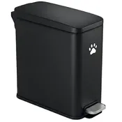 12 Liter / 3 Gallon SoftStep Matte Black Stainless Steel Slim Step Pedal Pet Waste Receptacle with AbsorbX Odor Filter