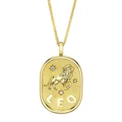 0.02CT DIAMOND ZODIAC LEO LION STAR MATTE CHOPIN CHAIN NECKLACE