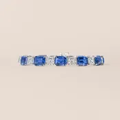 Alternating Emerald-Cut Sapphire and Diamond Tennis Bracelet