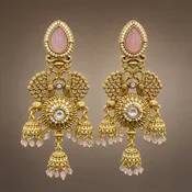 Antique Gold Peacock Triple Jhumka Earrings