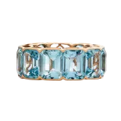Blue Topaz Emerald Cut Eternity Band