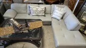 2PC CREAM LEATHER SECTIONAL AS-IS