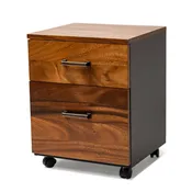 2 Drawer Filing Cabinet - Walnut Wood