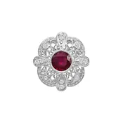 1.76 Carat Round Cut Ruby And 1.50 Carat Round Cut Diamonds 18kt Ring
