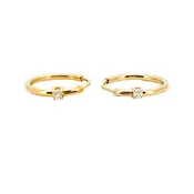 .03 CARAT CERTFIED LAB GROWN DIAMONDS STERLING SILVER GOLD PLATED 12 MM EARRINGS HOOPS