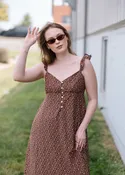 The Carolina Floral Midi Dress - Brown