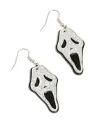 Acrylic Glitter Ghost Face Drop Earrings