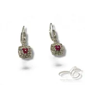 14K White Gold Dangle Ruby and Diamond earrings