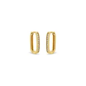 14k Pavé Diamond Thick Medium Oval Hinge Hoops | Zoe Chicco