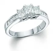 1.5 Carat Radiant Three-Stone Ring with Sides