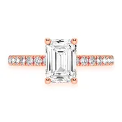 1ct Emerald Cut Under Halo Diamond Ring