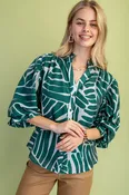Carley Abstract Print Button Down