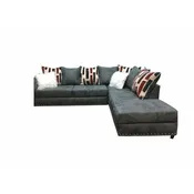 2 Piece Grey with Red Stripe Sectional