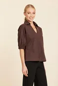 Brown Faux Suede Top Dolce Cabo