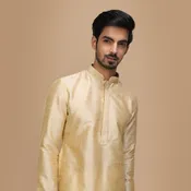 Beige Plain Kurta Set