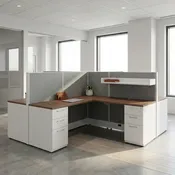 Premium 4-Person 6×6 Cubicle Workstation Cluster