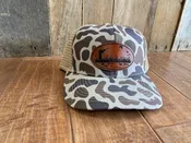 Duck Hunter Leather Patch Hat, Laser Engraved, Duck Camo Snapback, Trucker Hat — Shadow Graphic Images