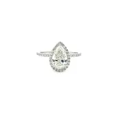 14k White Gold 1.51ct Pear Shape Diamond Ultra Thin Halo Ring