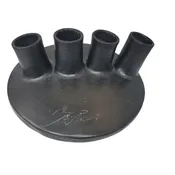 1950s Vallauris Ceramic Black Enamel Mcm brutalist Pipe Vase Signed Louis Giraud