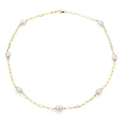 14K Cultured Pearl Paperclip Necklace