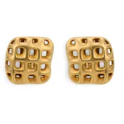 ANGELA CUMMINGS for TIFFANY & CO. Estate 18k Perforated Square Earrings