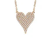 14k Rose Gold 0.21ctw Diamond Pave Heart Necklace- SC55002006