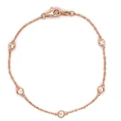 14K Two-Tone Bezel Set Diamond Station Bracelet 7"