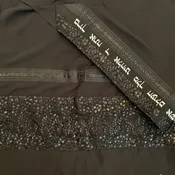 Black Chiffon Tallit Set with Sequin Stripes